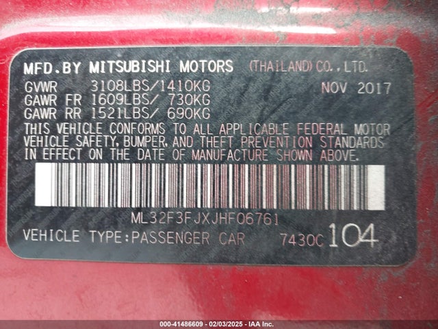 Mitsubishi Mirage G4 Es 2018 ML32F3FJXJHF06761 Image 9