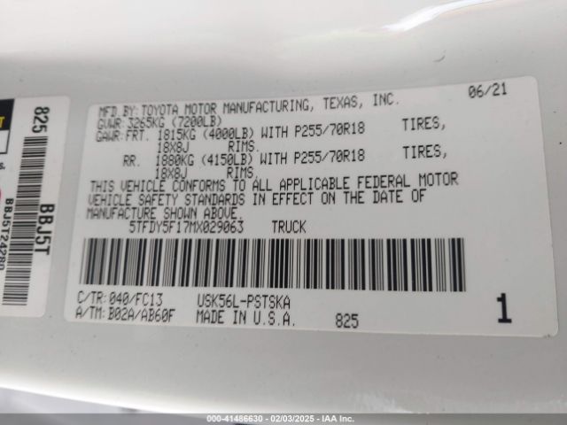 5TFDY5F17MX029063 Toyota Tundra Sr5
