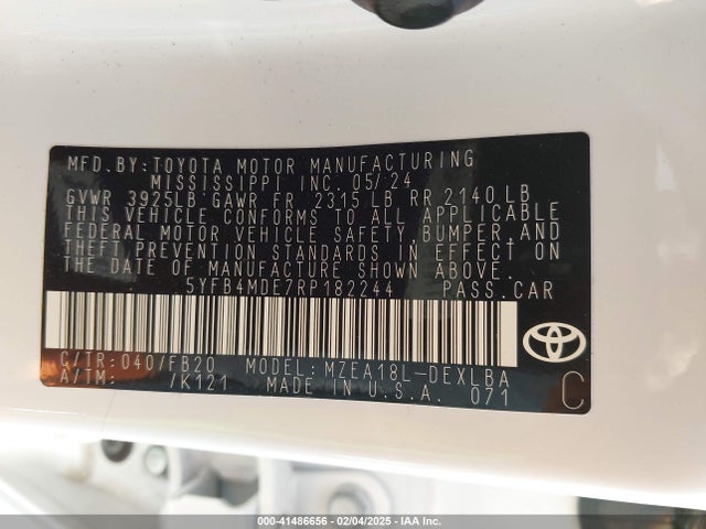 Toyota COROLLA LE 2024 5YFB4MDE7RP182244 Image 9