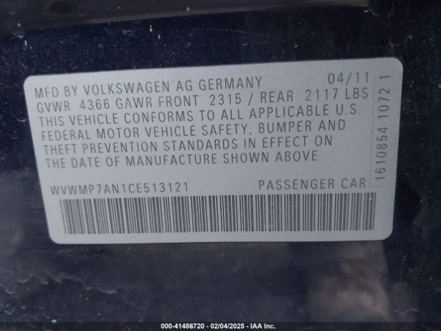 2012 VOLKSWAGEN CC WVWMP7AN1CE513121 Photo 8