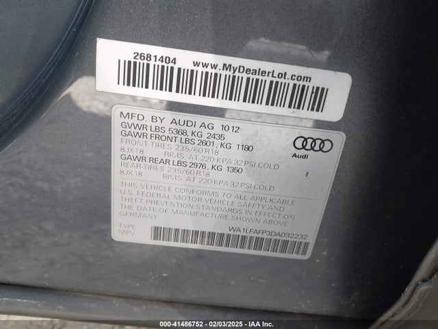 2013 AUDI Q5 WA1LFAFP3DA032232 Photo 8