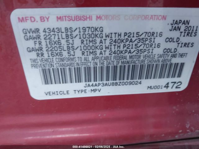 2011 MITSUBISHI OUTLANDER SPORT JA4AP3AU8BZ009024 Photo 8