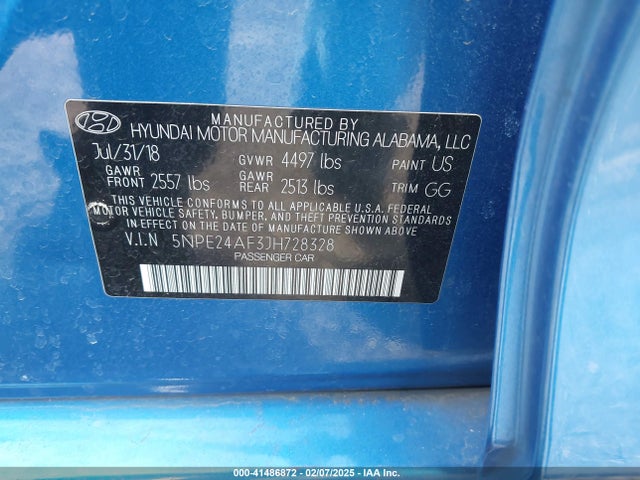 5NPE24AF3JH728328 Hyundai SONATA SE