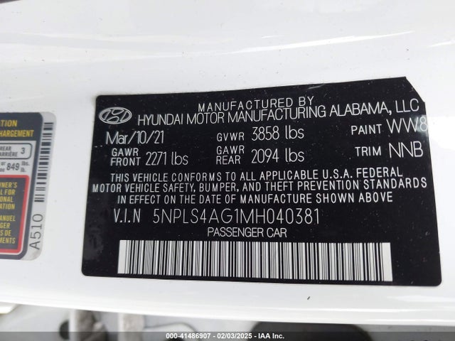Hyundai ELANTRA SEL 2021 5NPLS4AG1MH040381 Image 9