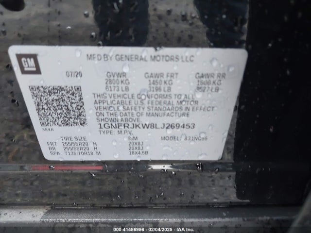 1GNERJKW8LJ269453 Chevrolet Traverse Fwd Rs