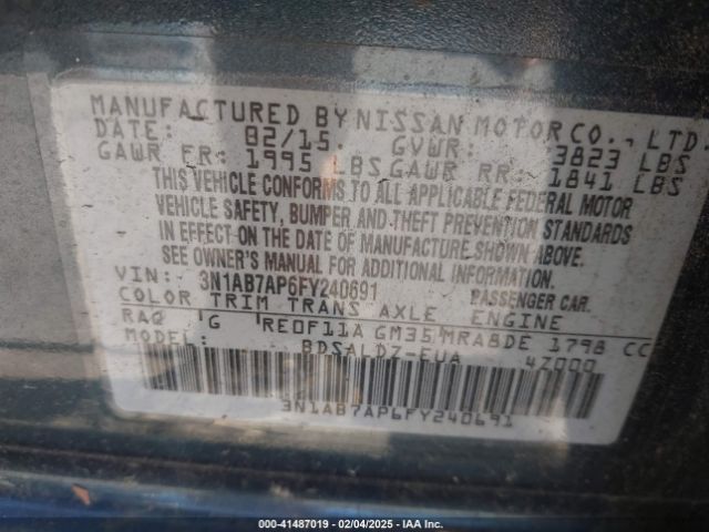 3N1AB7AP6FY240691 Nissan SENTRA SV