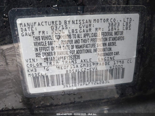 Nissan SENTRA S 2015 3N1AB7AP6FY262836 Image 9