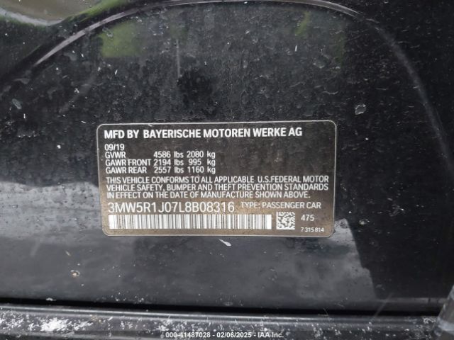 3MW5R1J07L8B08316 BMW 330I