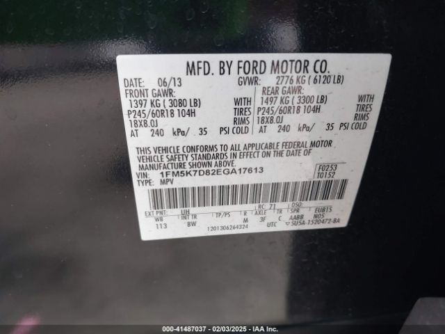 1FM5K7D82EGA17613 Ford EXPLORER XLT