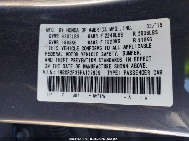 1HGCR2F35FA137939 Honda ACCORD LX