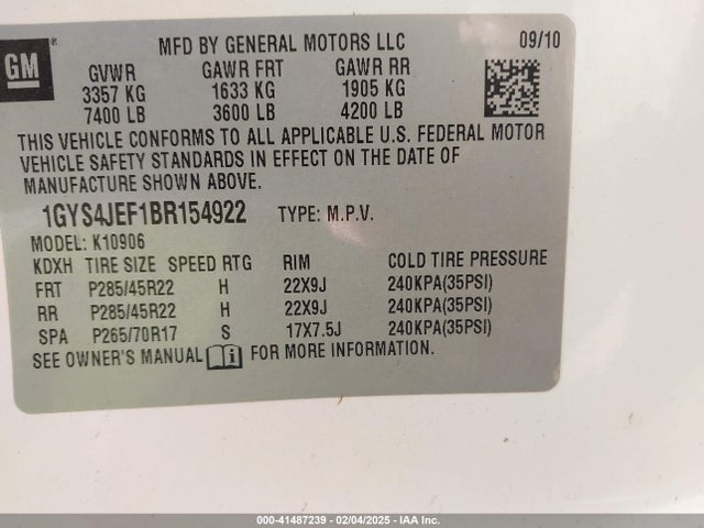 2011 CADILLAC ESCALADE ESV 1GYS4JEF1BR154922 Photo 8