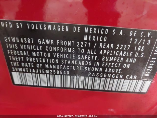 3VW4T7AJ1EM258540 Volkswagen Jetta Gli Edition 30 W/nav