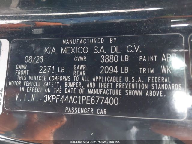 3KPF44AC1PE677400 KIA Forte Gt Manual