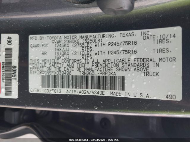 5TFJX4GN9FX039498 Toyota Tacoma Double Cab Prerunner