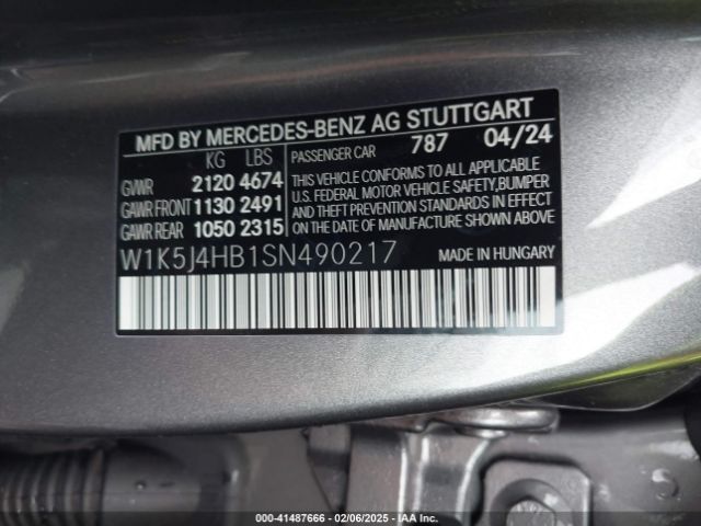 W1K5J4HB1SN490217 Mercedes-Benz Cla 250 Coupe 4matic