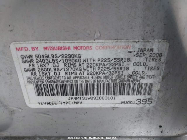 2009 MITSUBISHI OUTLANDER JA4MT31W89Z003101 Photo 8