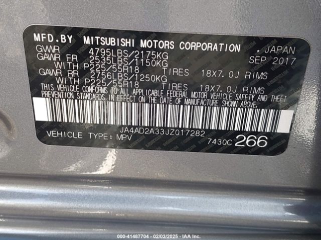 2018 MITSUBISHI OUTLANDER JA4AD2A33JZ017282 Photo 8