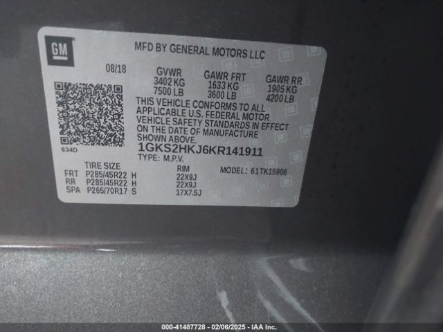 1GKS2HKJ6KR141911 GMC YUKON XL DENALI