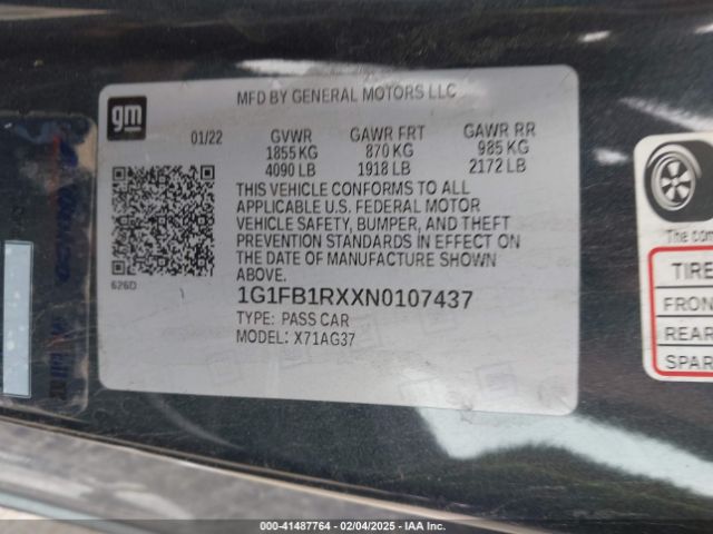 2022 CHEVROLET CAMARO 1G1FB1RXXN0107437 Photo 8