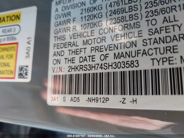 2HKRS3H74SH303583 Honda Cr-v Ex-l 2wd