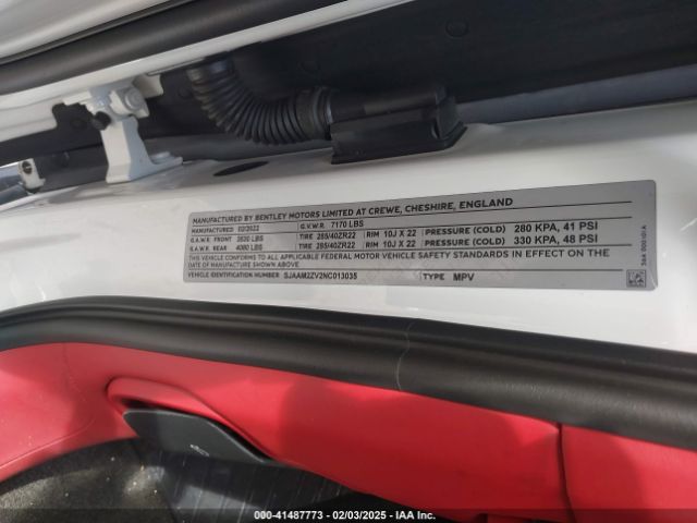 2022 BENTLEY BENTAYGA SJAAM2ZV2NC013035 Photo 8