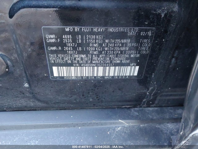 Subaru Outback 2.5i Limited 2016 4S4BSBNC3G3304557 Image 9