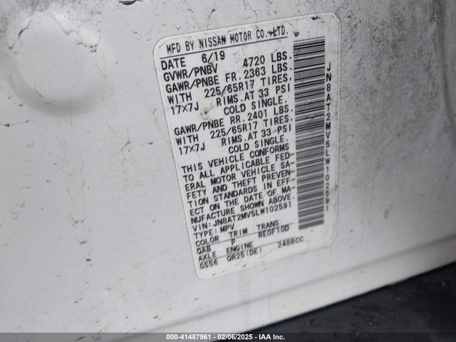 JN8AT2MV5LW102591 Nissan Rogue Sv Intelligent Awd