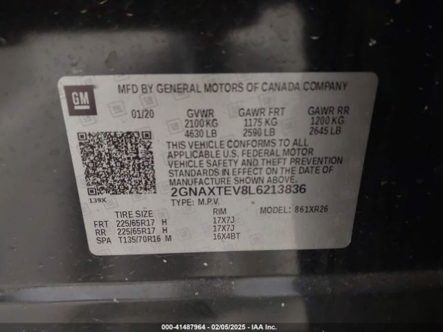 2GNAXTEV8L6213836 Chevrolet Equinox Awd 2fl