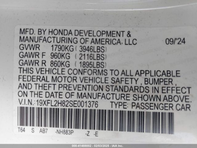 19XFL2H82SE001376 Honda Civic Sport