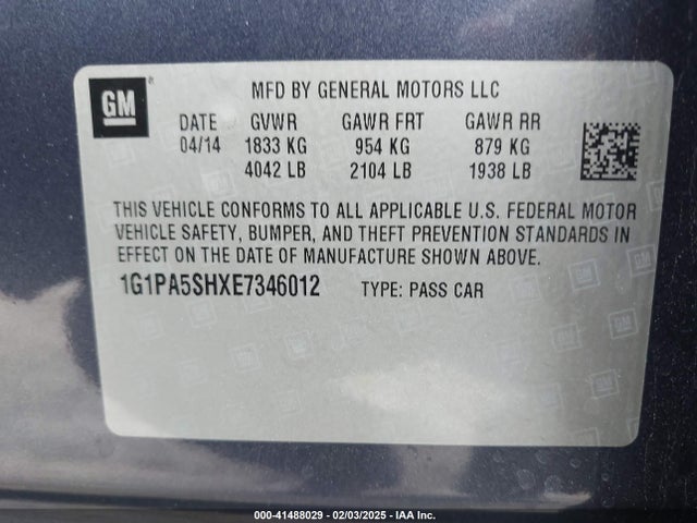 1G1PA5SHXE7346012 Chevrolet Cruze Ls Auto