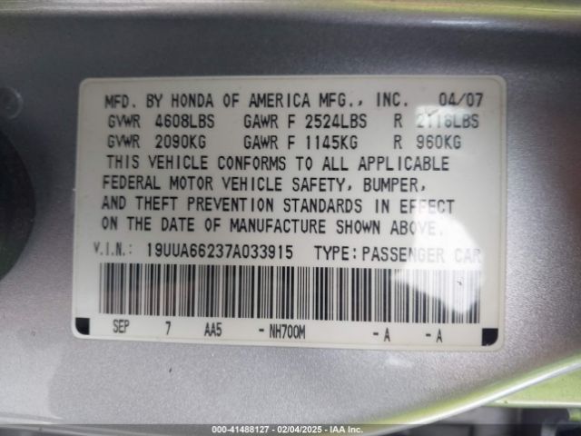 2007 ACURA TL 19UUA66237A033915 Photo 8