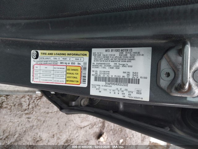 Ford FUSION SE 2014 3FA6P0HD4ER352332 Image 9