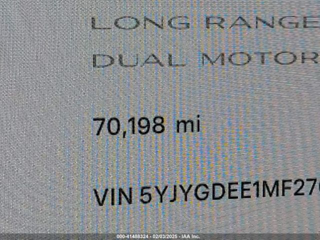 5YJYGDEE1MF276592 Tesla Model Y Long Range Dual Motor All-wheel Drive