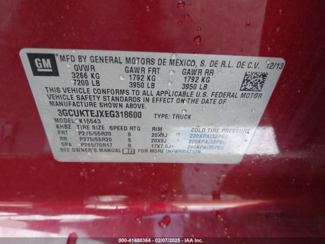 3GCUKTEJXEG318600 Chevrolet Silverado 1500 High Country