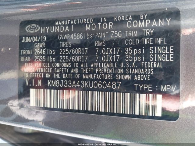 KM8J33A43KU060487 Hyundai Tucson Value