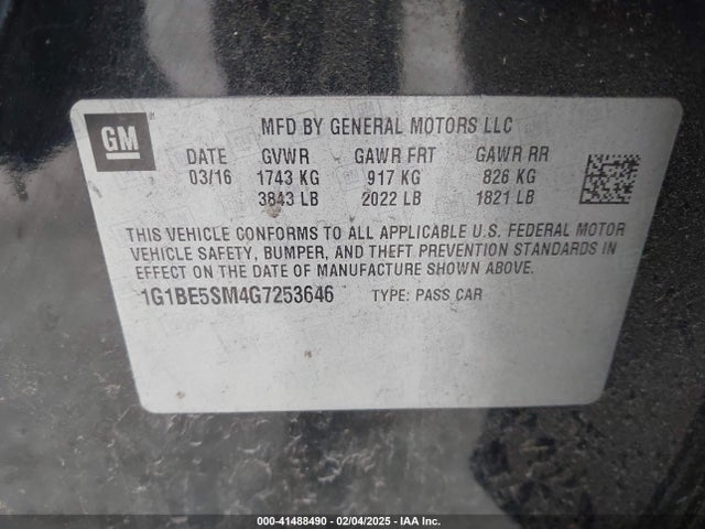 1G1BE5SM4G7253646 Chevrolet Cruze Lt Auto