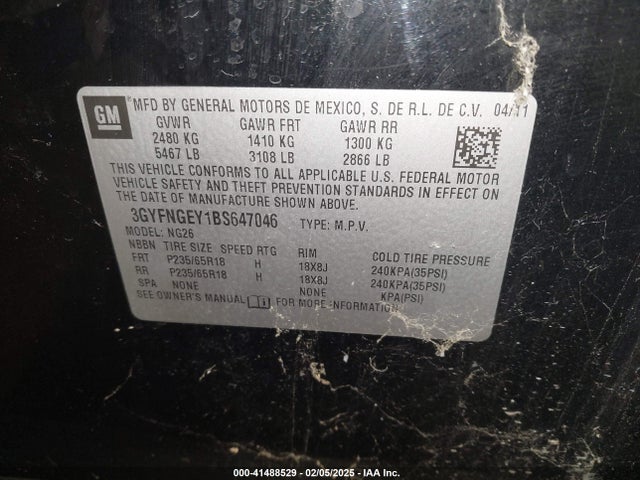 2011 CADILLAC SRX 3GYFNGEY1BS647046 Photo 8