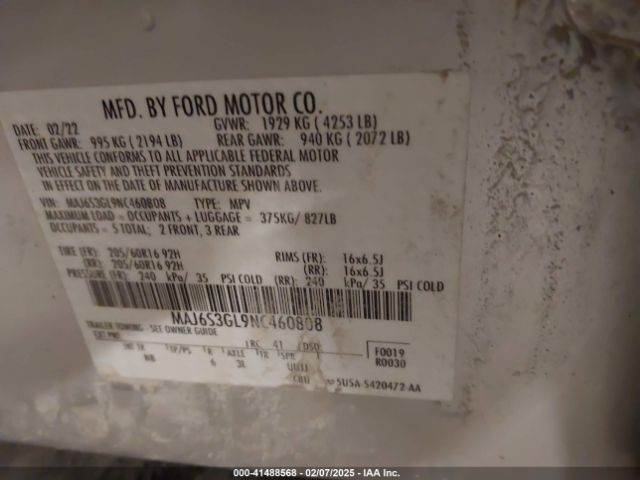 MAJ6S3GL9NC460808 Ford Ecosport Se