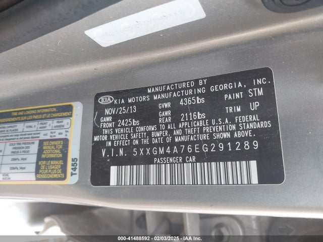 5XXGM4A76EG291289 KIA Optima Lx