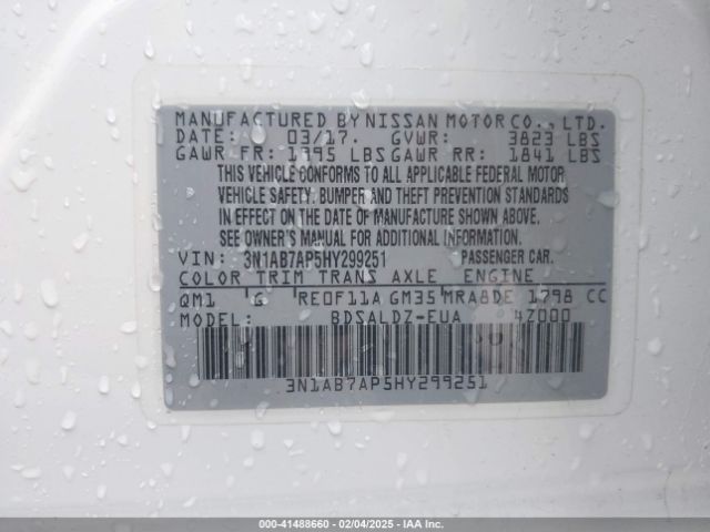 3N1AB7AP5HY299251 Nissan SENTRA SV