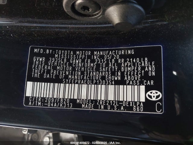 Toyota COROLLA LE 2020 5YFEPRAE0LP130354 Image 9
