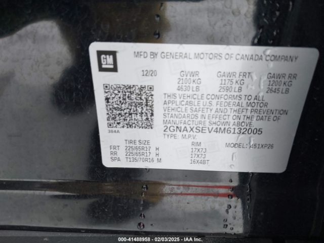 2GNAXSEV4M6132005 Chevrolet EQUINOX LS