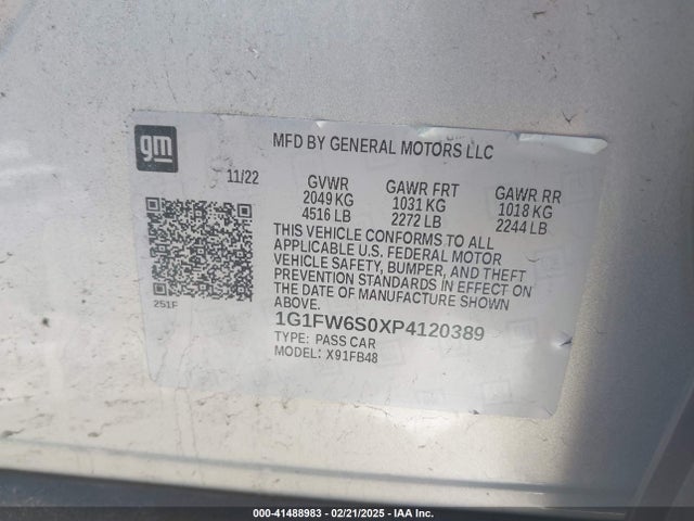 1G1FW6S0XP4120389 Chevrolet BOLT EV