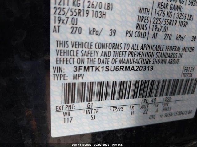 3FMTK1SU6RMA20319 Ford Mustang Mach-e Select