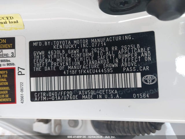4T1BF1FK4EU444595 Toyota CAMRY SE