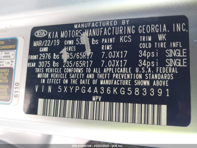 5XYPG4A36KG583391 KIA Sorento 2.4l L