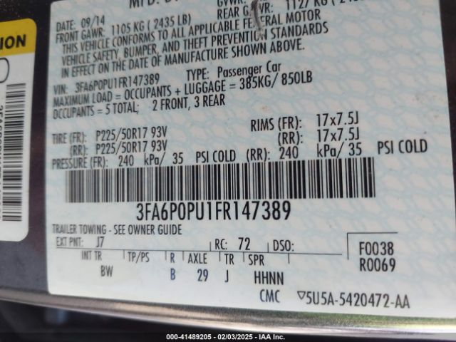 3FA6P0PU1FR147389 Ford Fusion Energi Se Luxury
