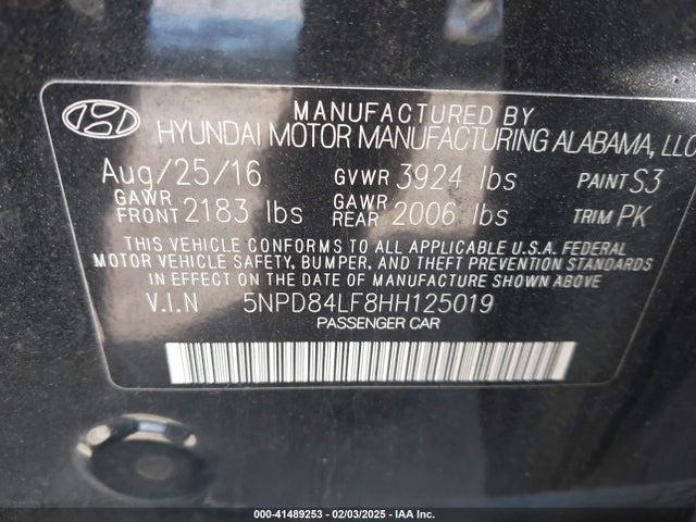 Продаж на аукціоні авто 2017 Hyundai Elantra Se, vin: 5NPD84LF8HH125019, номер лоту: 41489253