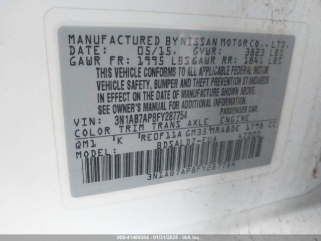 3N1AB7AP8FY287754 Nissan Sentra Fe+ S/s/sl/sr/sv