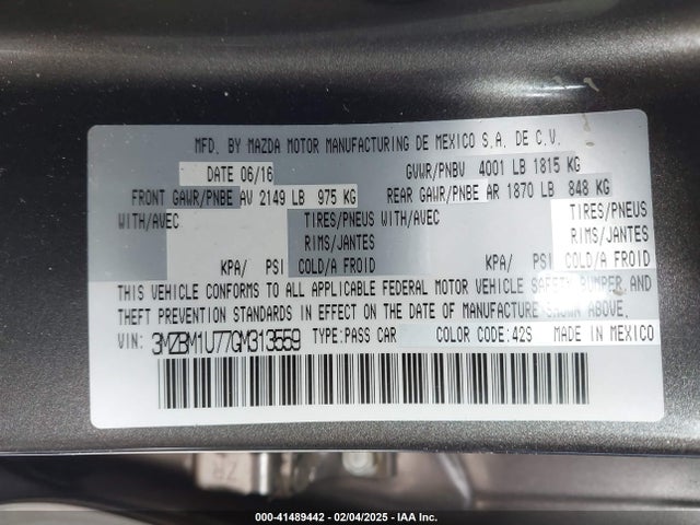 3MZBM1U77GM313559 Mazda Mazda3 I Sport